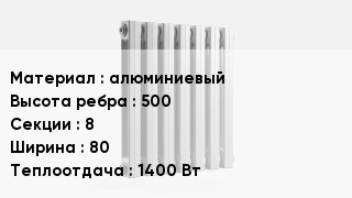 Алюминиевый радиатор алюминиевый 500х8х80 1400 Вт